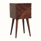 Babej 2 Drawer Bedside Table, Small - Chestnut Bedside Tables - Bokel Home