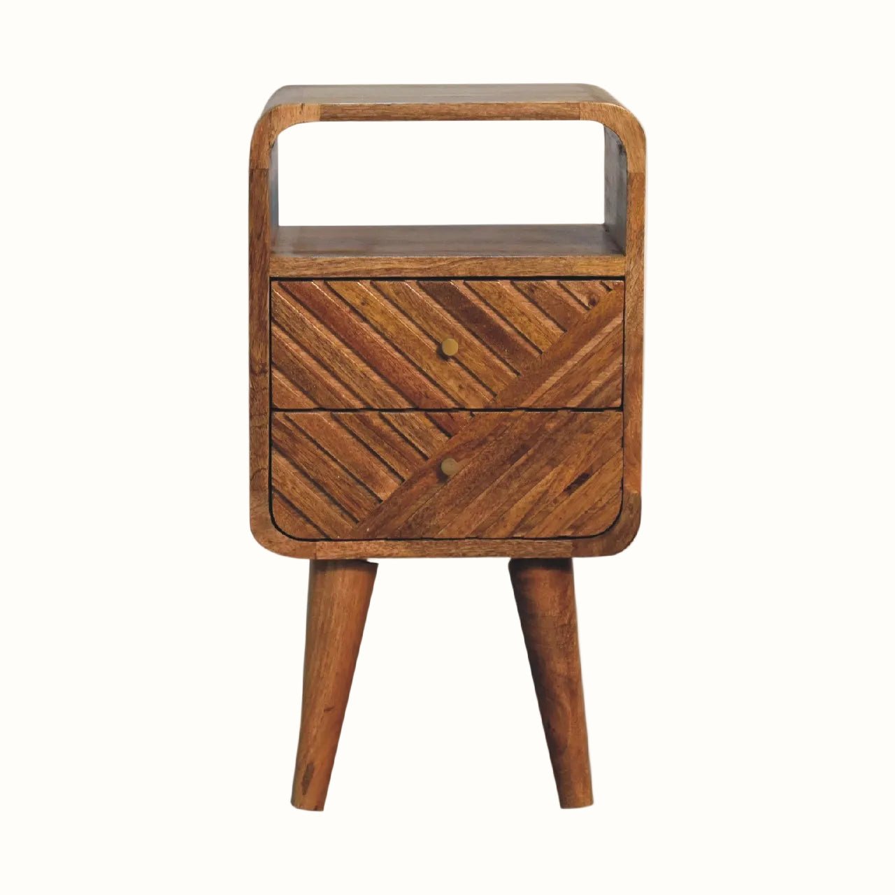 Babej Open Bedside Table with 2 Drawers, Small - Natural Bedside Tables - Bokel Home