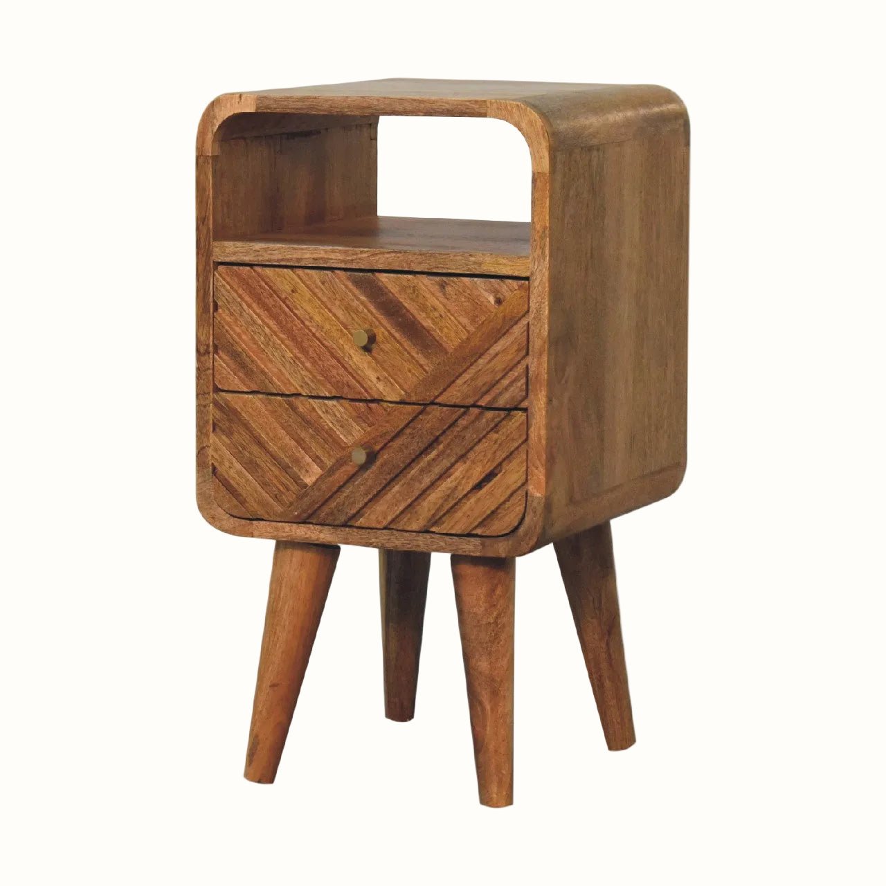 Babej Open Bedside Table with 2 Drawers, Small - Natural Bedside Tables - Bokel Home