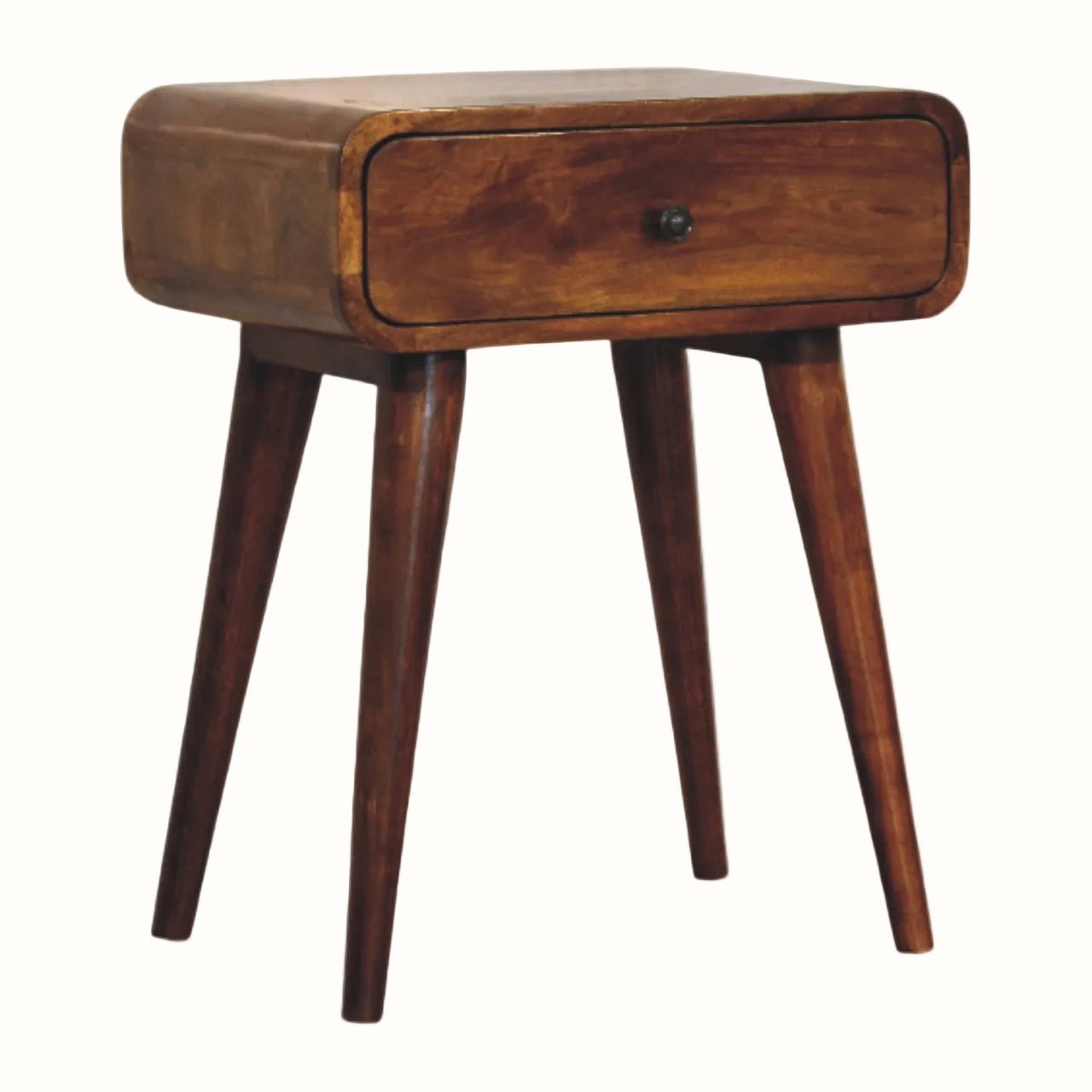 Babu 1 Drawer Bedside Table, Medium - Chestnut Bedside Tables - Bokel Home
