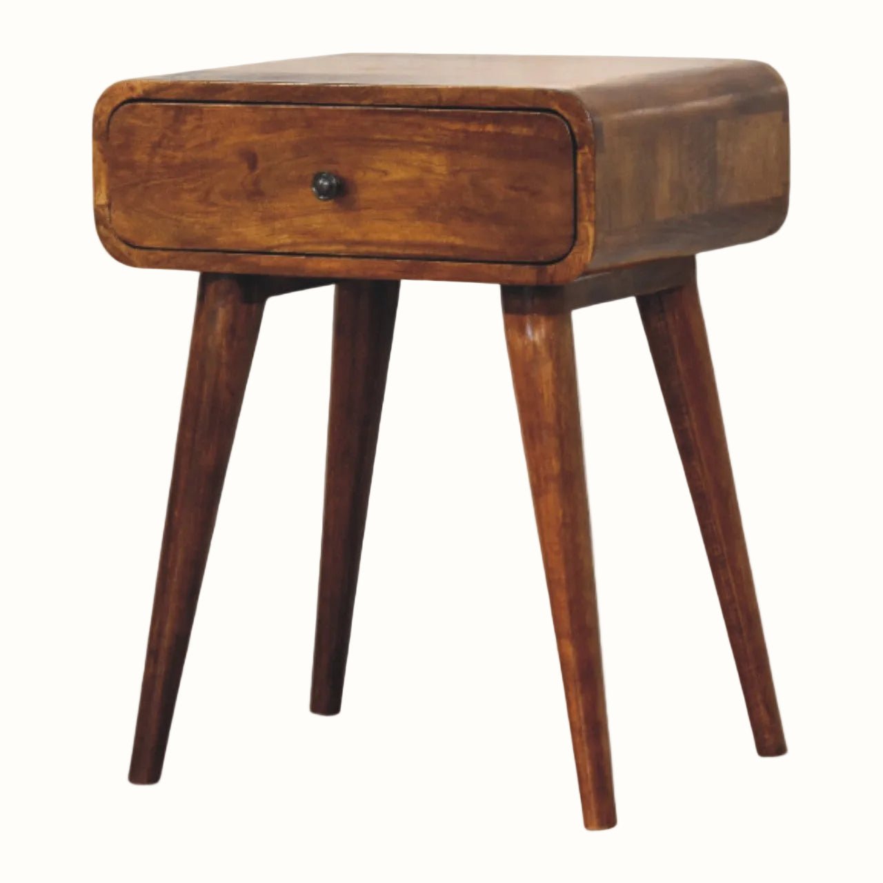 Babu 1 Drawer Bedside Table, Medium - Chestnut Bedside Tables - Bokel Home