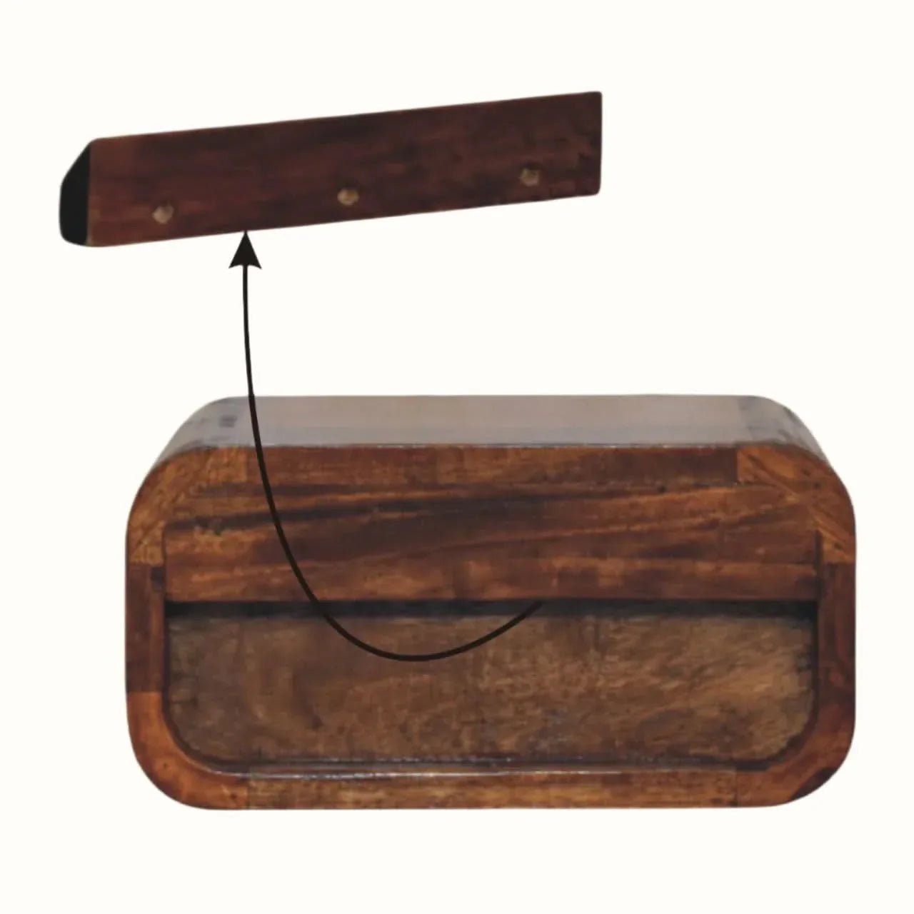 Babu Wall Mounted Bedside Table, Small - Chestnut Bedside Tables - Bokel Home