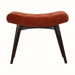 Bethell Curved Stool, Medium - Brick Red Velvet/Walnut Bench - Bokel Home