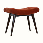Bethell Curved Stool, Medium - Brick Red Velvet/Walnut Bench - Bokel Home