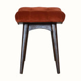 Bethell Curved Stool, Medium - Brick Red Velvet/Walnut Bench - Bokel Home