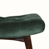 Bethell Curved Stool, Medium - Green Velvet/Walnut Bench - Bokel Home