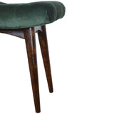 Bethell Curved Stool, Medium - Green Velvet/Walnut Bench - Bokel Home