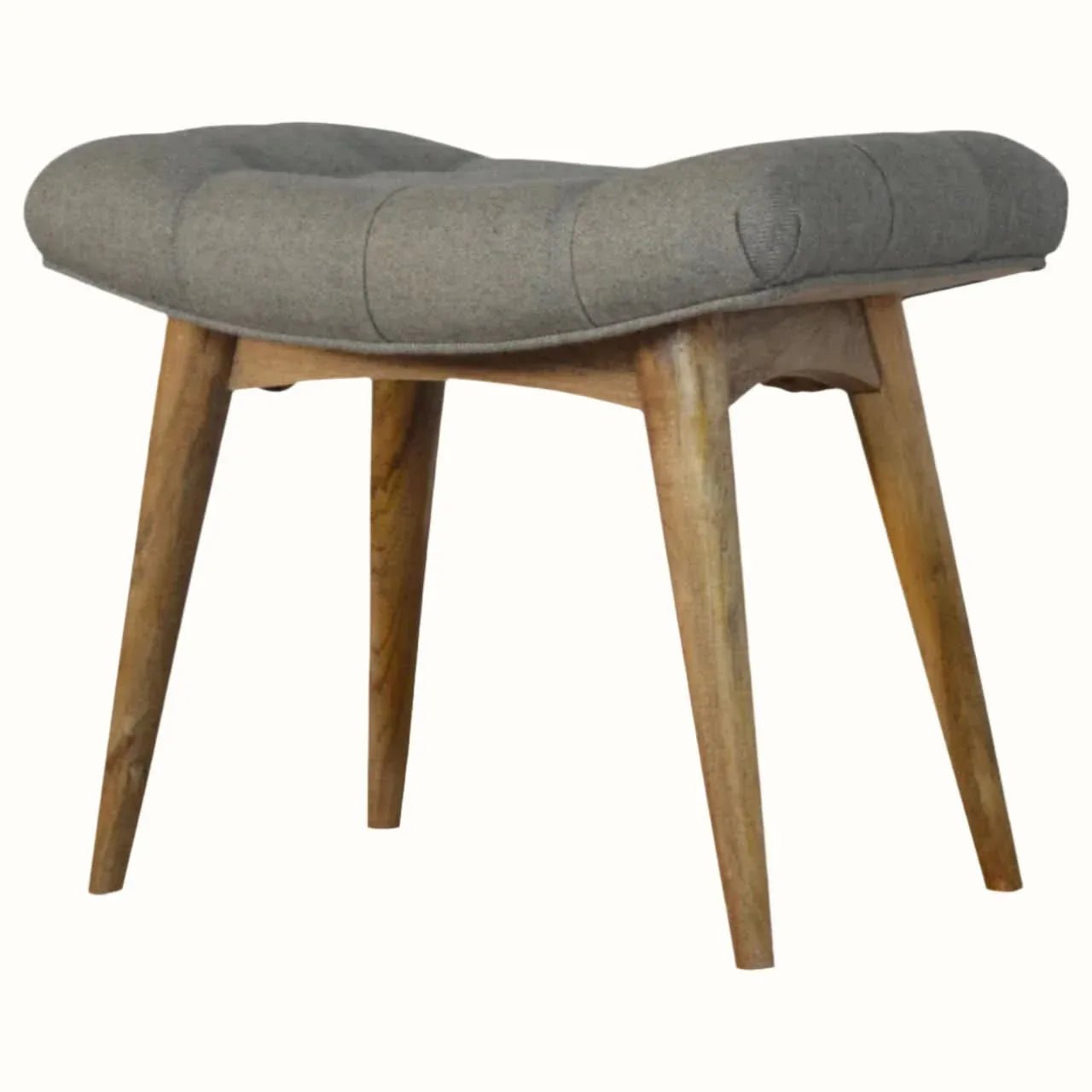 Bethell Curved Stool, Medium - Grey Tweed/Natural Bench - Bokel Home