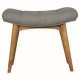 Bethell Curved Stool, Medium - Grey Tweed/Natural Bench - Bokel Home