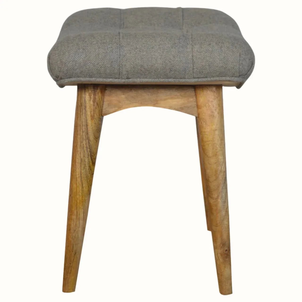 Bethell Curved Stool, Medium - Grey Tweed/Natural Bench - Bokel Home