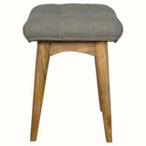 Bethell Curved Stool, Medium - Grey Tweed/Natural Bench - Bokel Home