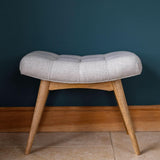 Bethell Curved Stool, Medium - Grey Tweed/Natural Bench - Bokel Home