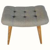 Bethell Curved Stool, Medium - Grey Tweed/Natural Bench - Bokel Home