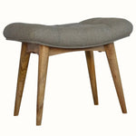 Bethell Curved Stool, Medium - Grey Tweed/Natural Bench - Bokel Home