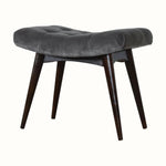 Bethell Curved Stool, Medium - Grey Velvet/Walnut Bench - Bokel Home