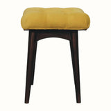 Bethell Curved Stool, Medium - Mustard Velvet/Walnut Bench - Bokel Home