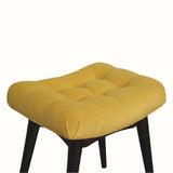 Bethell Curved Stool, Medium - Mustard Velvet/Walnut Bench - Bokel Home