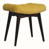 Bethell Curved Stool, Medium - Mustard Velvet/Walnut Bench - Bokel Home