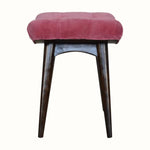 Bethell Curved Stool, Medium - Pink Velvet/Walnut Bench - Bokel Home