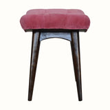 Bethell Curved Stool, Medium - Pink Velvet/Walnut Bench - Bokel Home