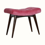 Bethell Curved Stool, Medium - Pink Velvet/Walnut Bench - Bokel Home