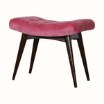 Bethell Curved Stool, Medium - Pink Velvet/Walnut Bench - Bokel Home