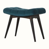 Bethell Curved Stool, Medium - Teal Velvet/Walnut Bench - Bokel Home
