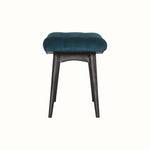 Bethell Curved Stool, Medium - Teal Velvet/Walnut Bench - Bokel Home