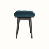 Bethell Curved Stool, Medium - Teal Velvet/Walnut Bench - Bokel Home