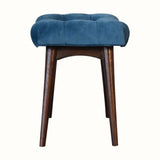 Bethell Curved Stool, Small - Teal Velvet/Walnut Bench - Bokel Home