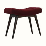Bethell Curved Stool - Wine Red Velvet/Walnut Bench - Bokel Home