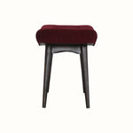 Bethell Curved Stool - Wine Red Velvet/Walnut Bench - Bokel Home