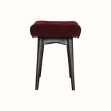 Bethell Curved Stool - Wine Red Velvet/Walnut Bench - Bokel Home