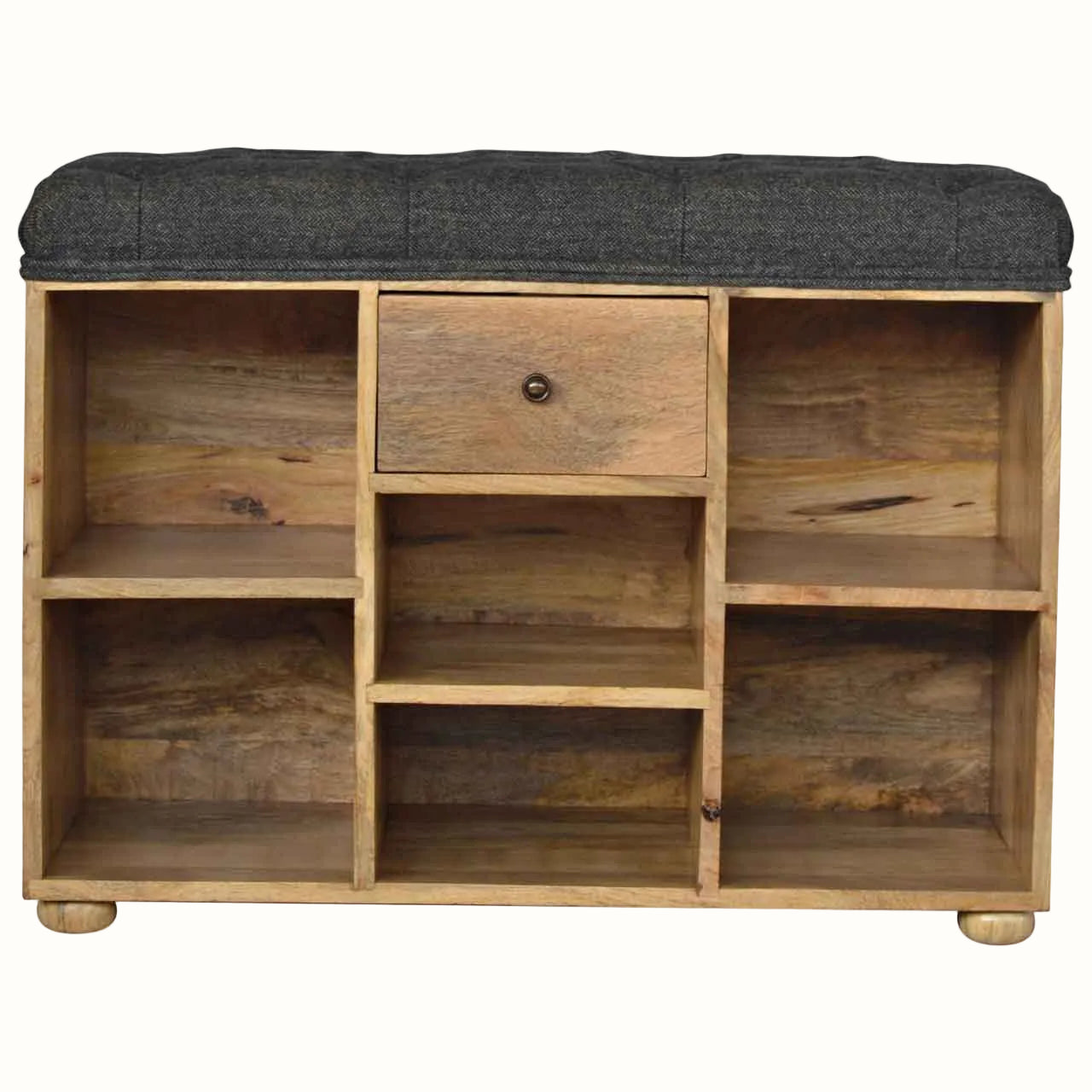 Oliver Shoe Storage Bench, Medium - Black Tweed/Natural