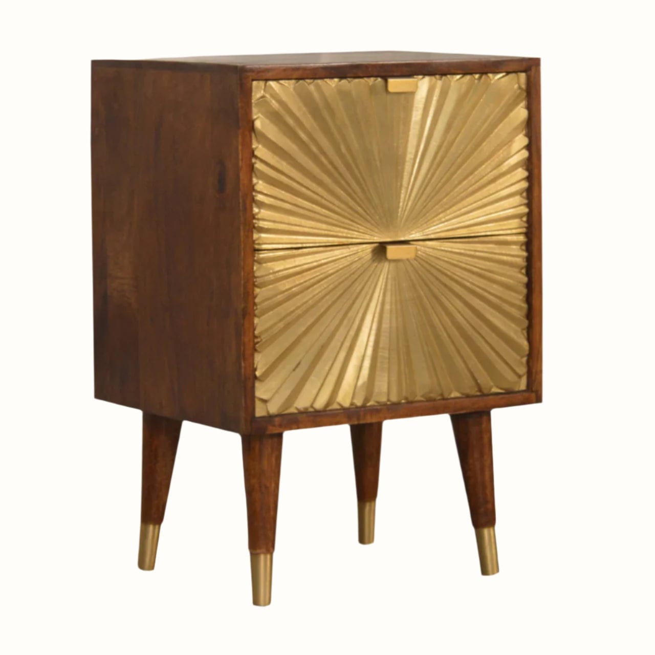 Bokel Bedside Tables Sunrise Bedside Table, Medium - Gold/Chestnut