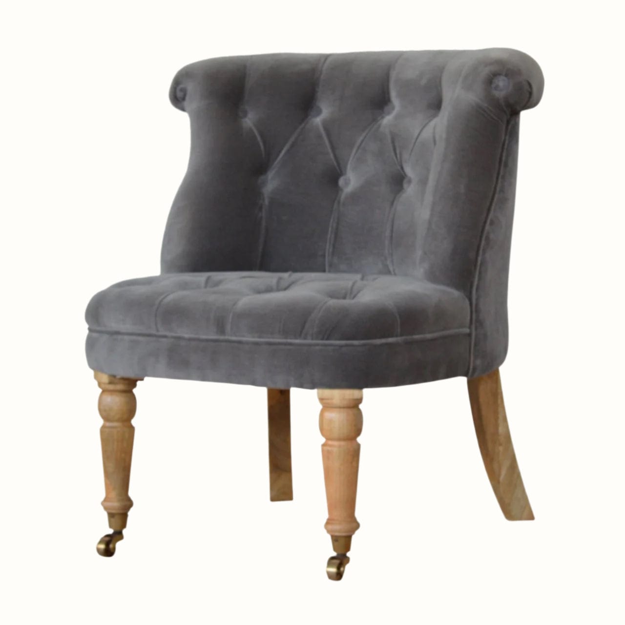 Bokel Home Accent Chairs Mineo Velvet Accent Chair - Grey/Natural