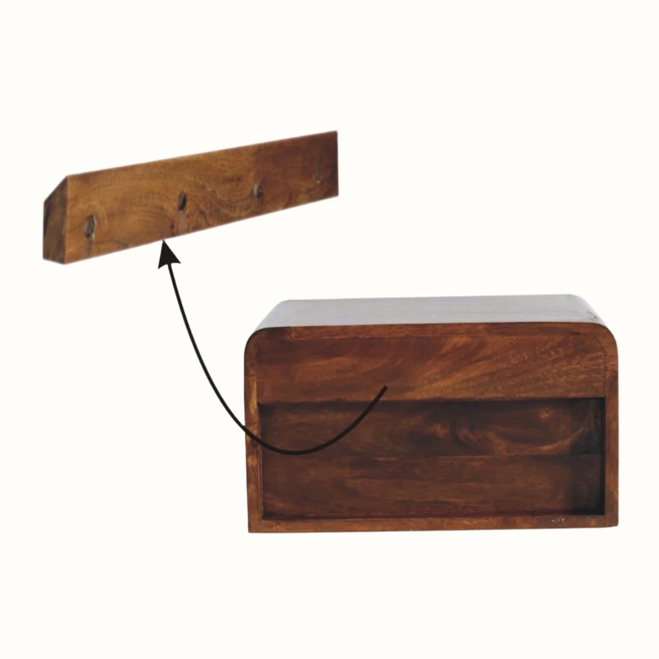Bokel Home Arellano Wall-Mounted Bedside Table - Chestnut
