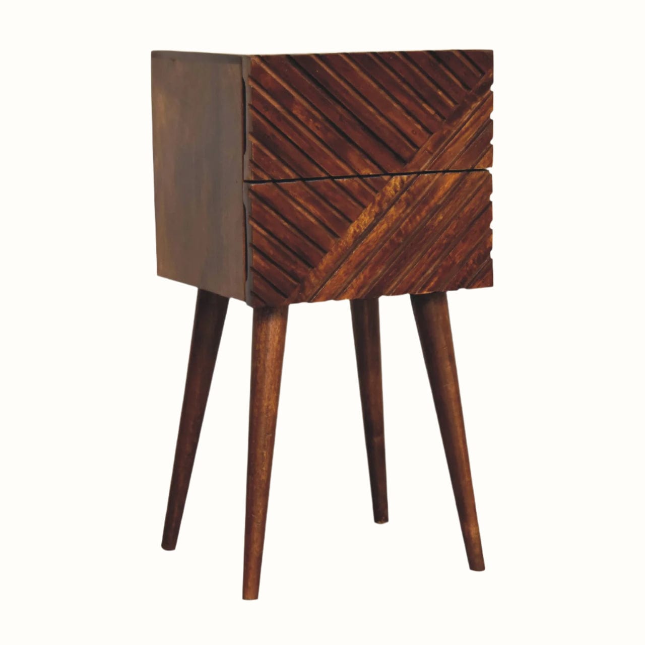 Bokel Home Bedside Tables Babej 2 Drawer Bedside Table, Small - Chestnut