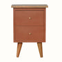 Bokel Home Bedside Tables Cline Bedside Table - Brick Red/Natural