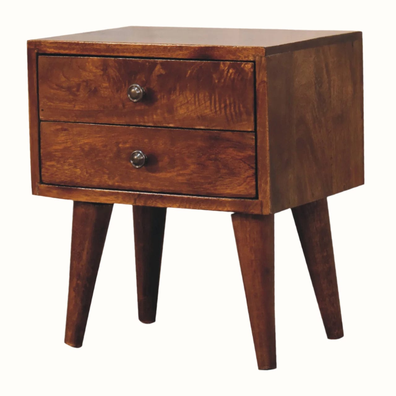 Bokel Home Bedside Tables Fogel 2 Drawer Bedside Table, Small - Chestnut