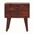 Bokel Home Bedside Tables Fogel 2 Drawer Bedside Table, Small - Chestnut
