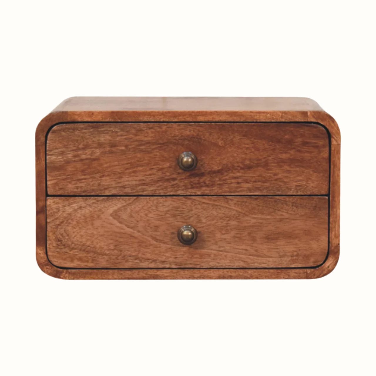 Bokel Home Bedside Tables Hamade Wall Mounted 2 Drawer Bedside Table - Honey Caramel