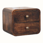 Bokel Home Bedside Tables Hamade Wall Mounted 2 Drawer Bedside Table, Small - Honey Caramel