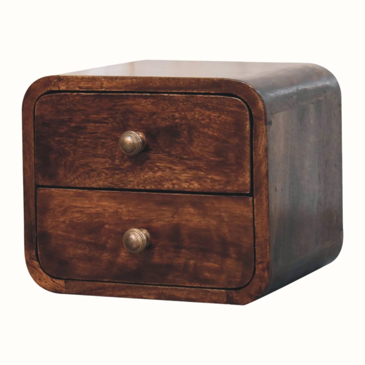Bokel Home Bedside Tables Hamade Wall Mounted 2 Drawer Bedside Table, Small - Honey Caramel