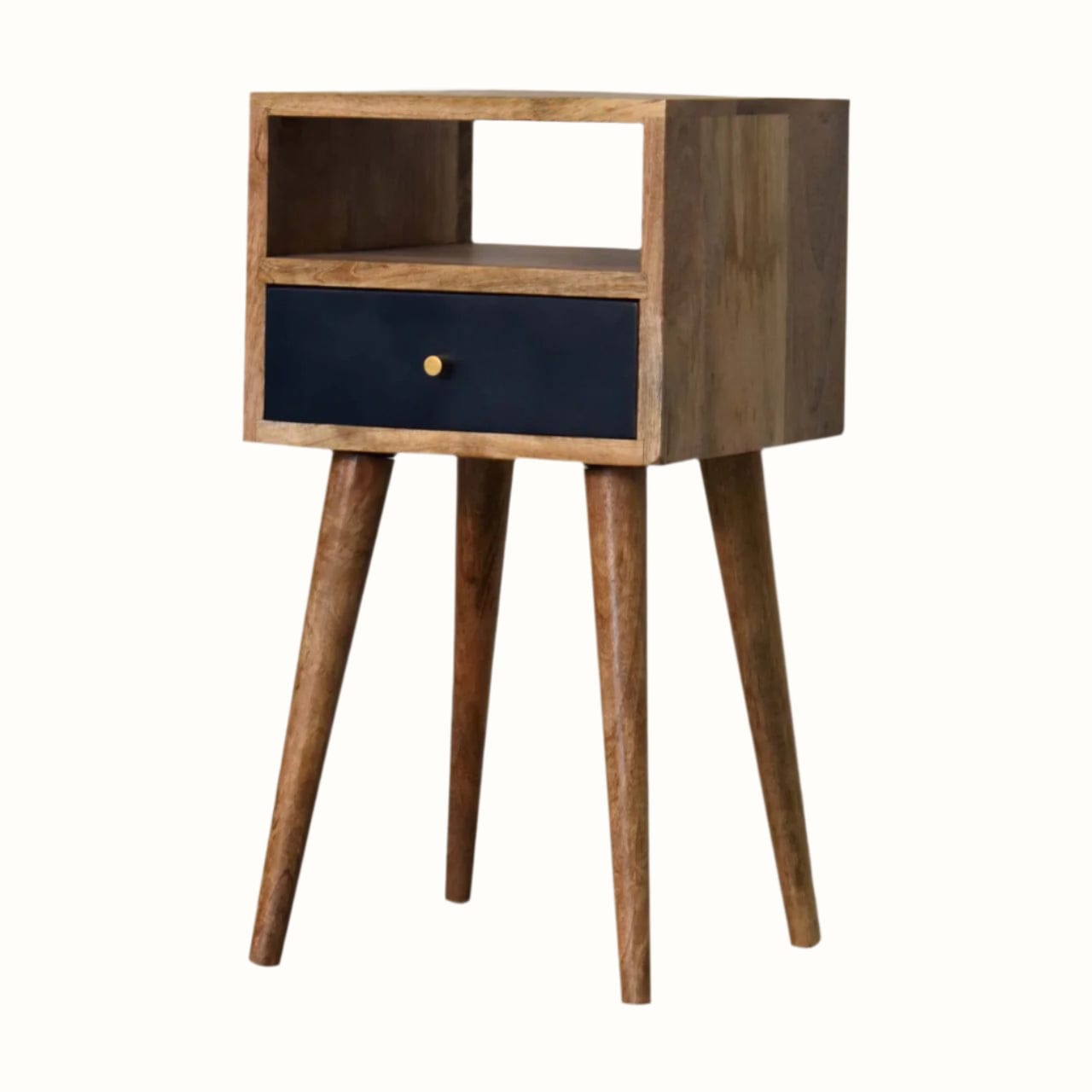 Bokel Home Bedside Tables Littler Bedside Table, Small - Natural/Navy Blue