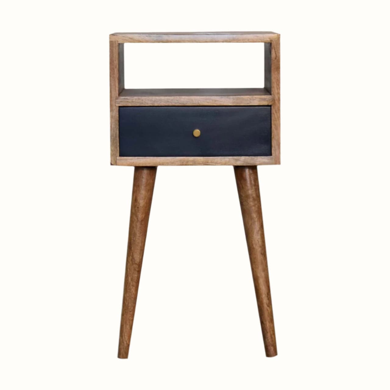 Bokel Home Bedside Tables Littler Bedside Table, Small - Natural/Navy Blue