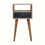 Bokel Home Bedside Tables Littler Bedside Table, Small - Natural/Navy Blue