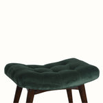Bokel Home Bench Bethell Curved Stool, Medium - Forest Green Velvet/Walnut