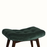 Bokel Home Bench Bethell Curved Stool, Medium - Forest Green Velvet/Walnut