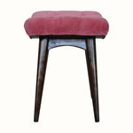 Bokel Home Bench Bethell Curved Stool, Medium - Rose Pink Velvet/Walnut
